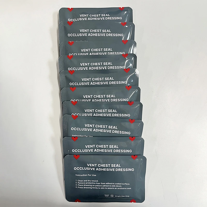 First Aid Vented Chest Seal with Quick Tear Occlusive Adhesive Dressing for Open Chest Wounds