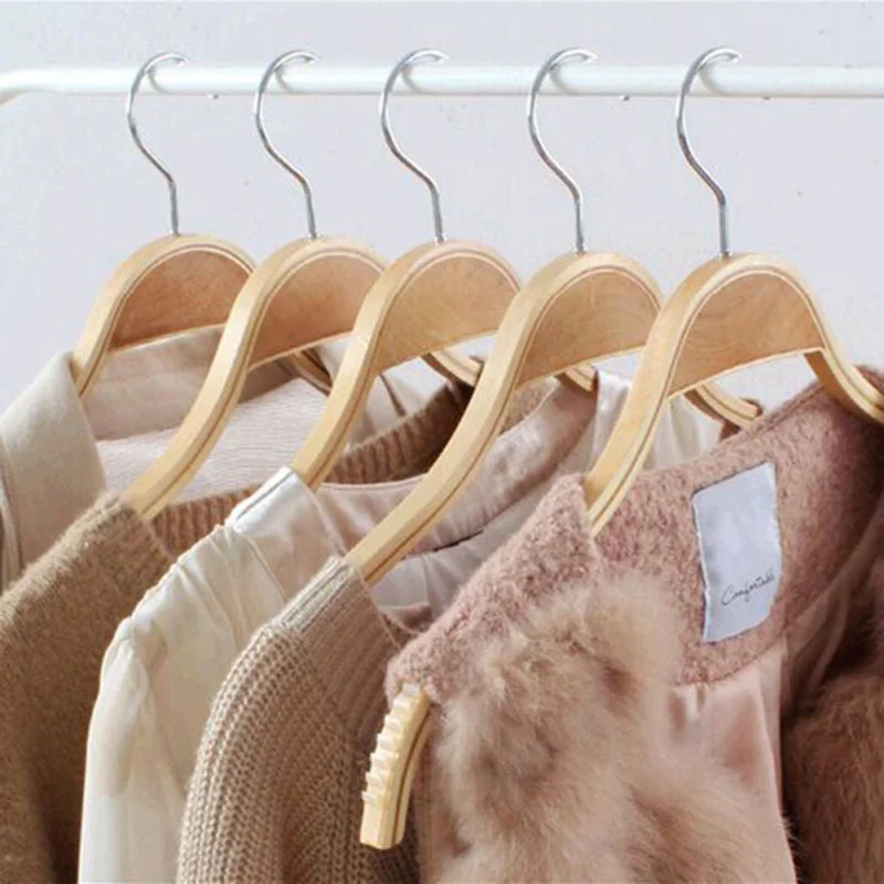 

42 cm Wooden Clothes Hanger for Coats Suits Dress Dry and Wet Anti-Slip Hanger Closet Space Saving Organizer Hanger 5 PCS/LOT