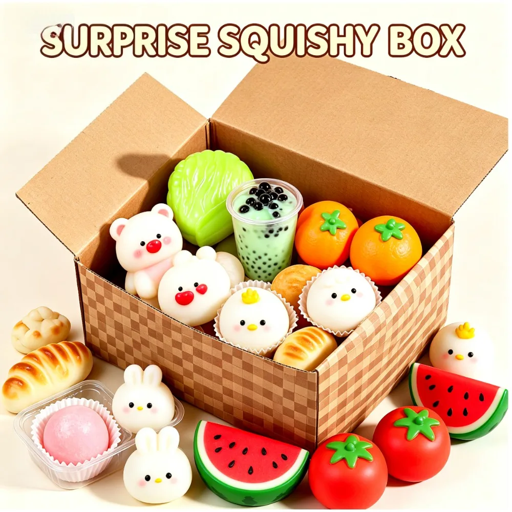 More than 100 varietiesSuper Stress Relief Tofu SquishyBirthday Surprise Blind Box Squishy