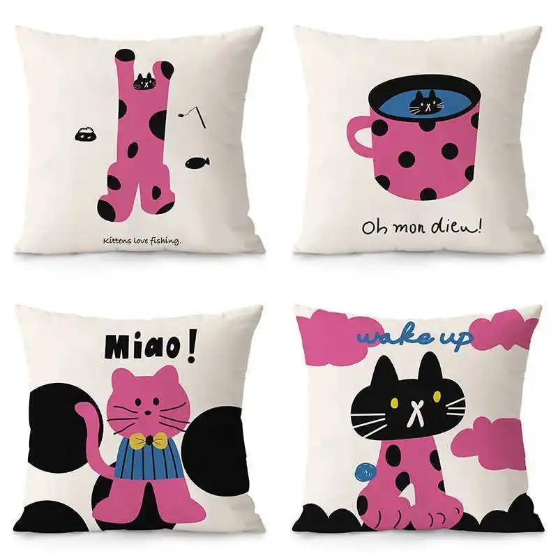 

Cute Cat Pillowcase Kawaii Kitten Pillows Case for Girls Room Bed Sofa Pillow Cover Boy Girl Kid Gift Home Decor Room Aesthetics