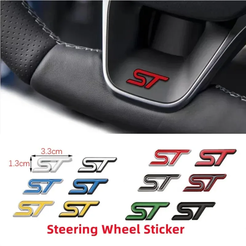 

3D Metal ST Logo Badge Decal Car Steering Wheel Emblem For Ford Focus MK2 MK3.5 MK4 Kuga Puma Fiesta ST Sticker Accessories