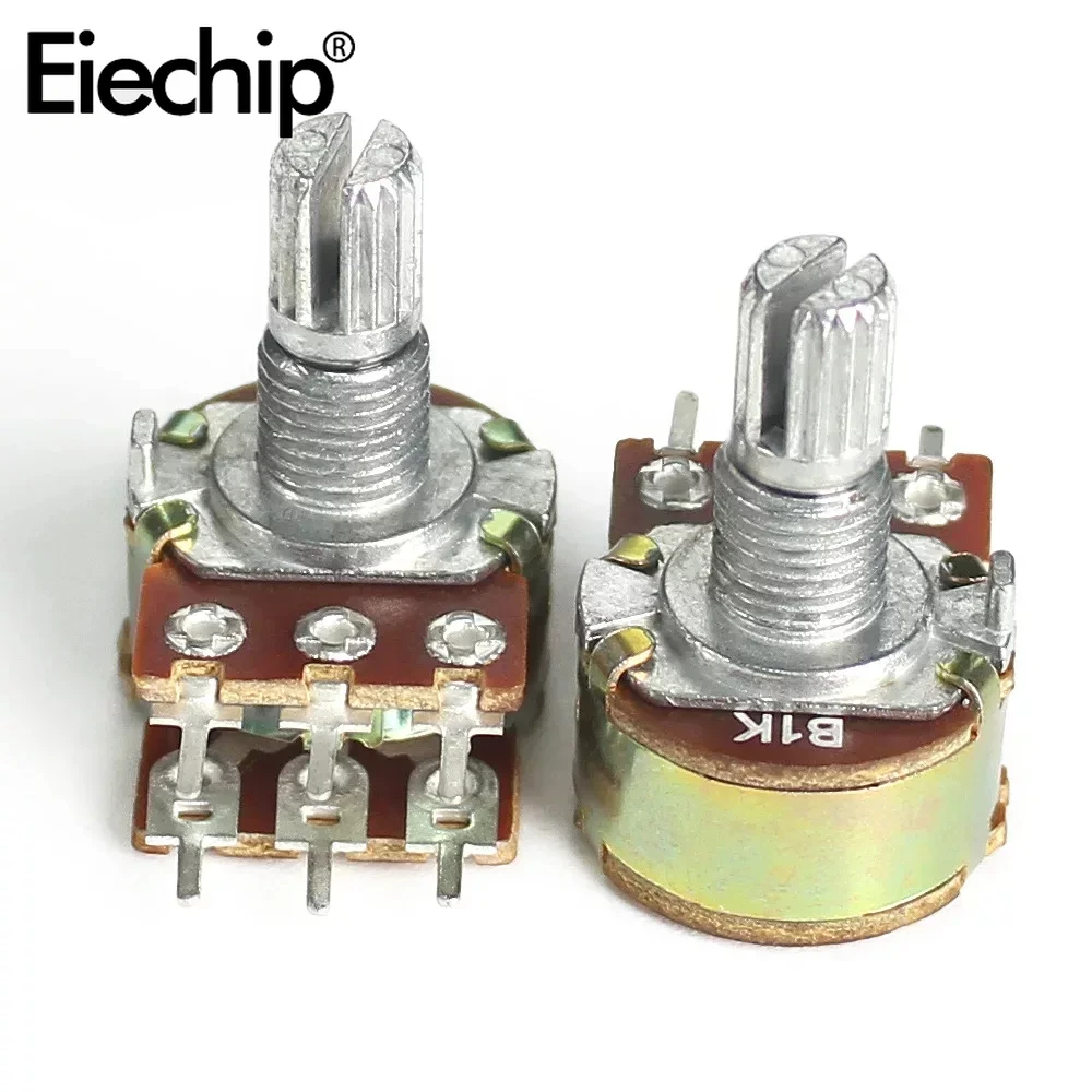 10PCS WH148 Potentiometer 6Pin 15mm SHAFT พร้อมถั่วและเครื่องซักผ้าโพเทนชิโอมิเตอร๋เชิงเส้น B1K B2K B5K B10K B20K B50K B100K B500K B1M