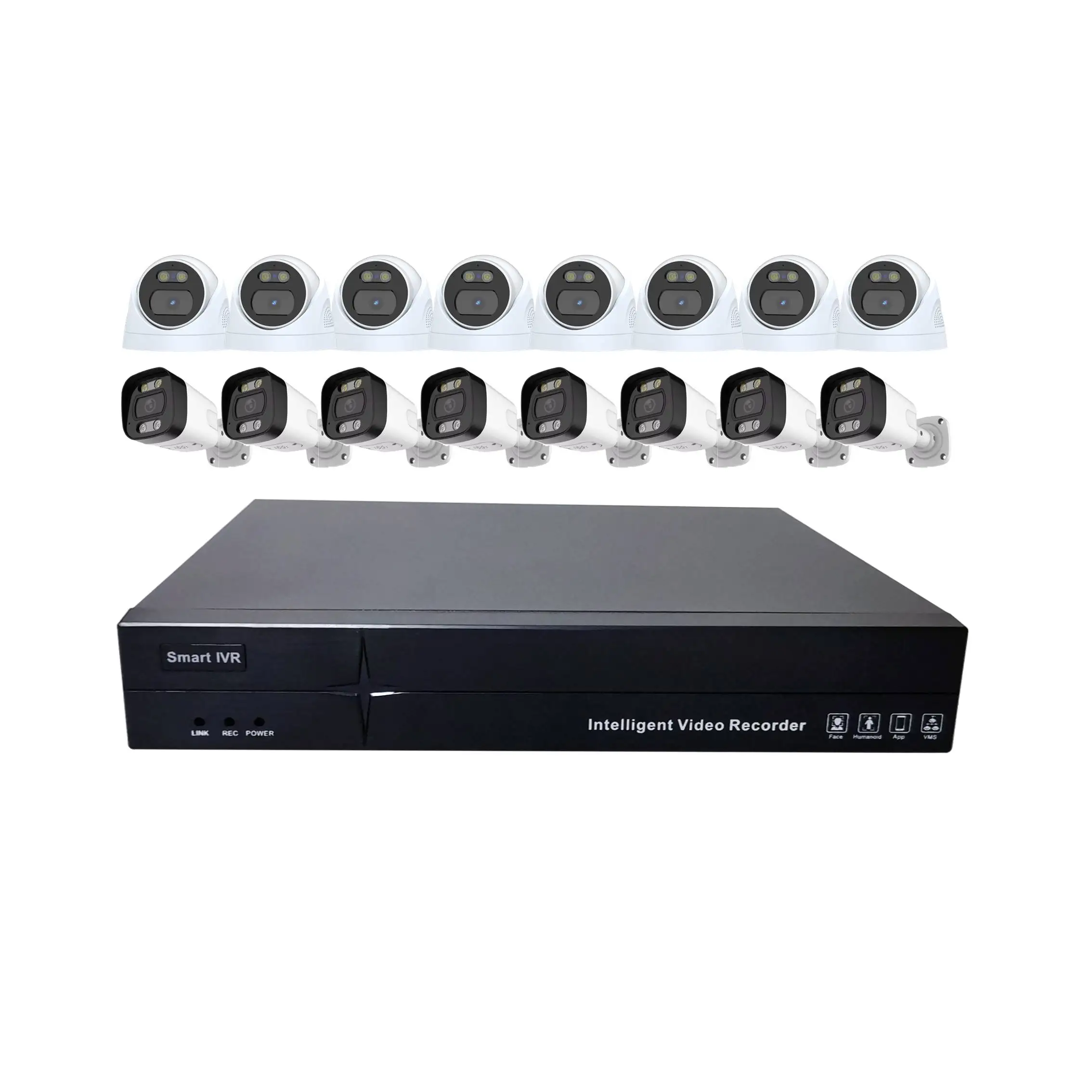 8MP 16 Channel Security Camera System Home PoE NVR Kits 16Pcs 8MP IP Security Camera