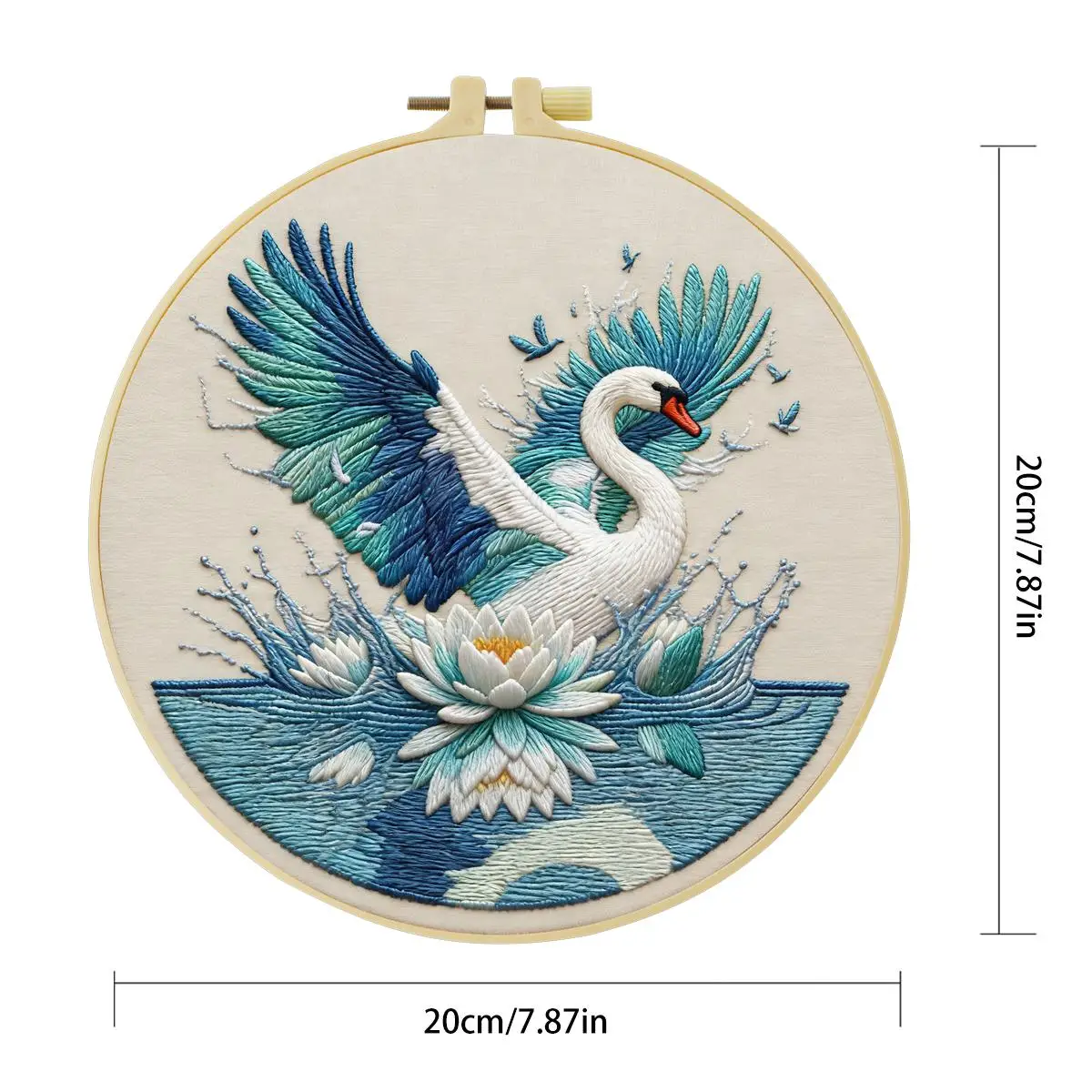1 Stück 20X20CM/15X15CM 7,87/6,3 Zoll Schwan-Stickerei-Starter-Kit DIY-Kit DIY-Stickerei-Set Handarbeiten Heimdekoration Bastelmalerei – Detail 4