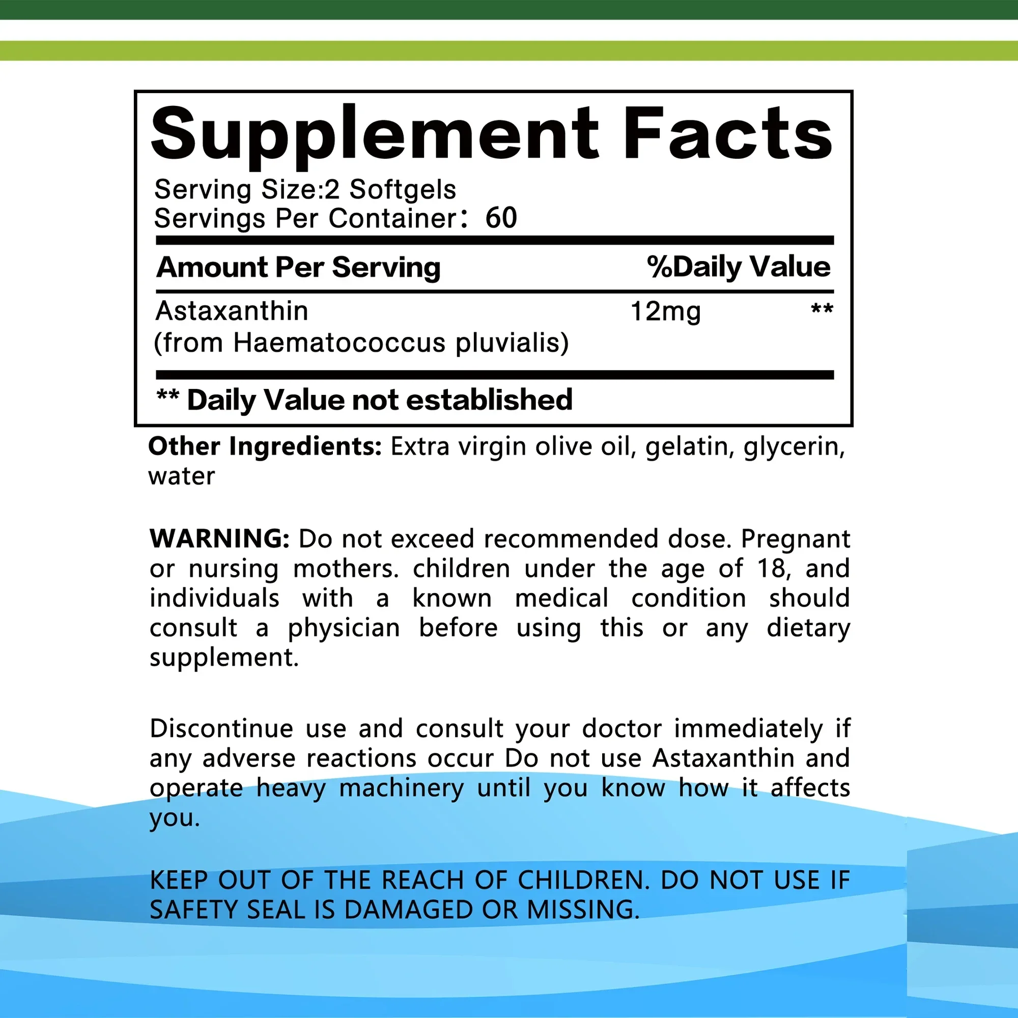 Astaxantina 12mg - Saúde dos olhos, da pele e intestinal, antienvelhecimento, antioxidante