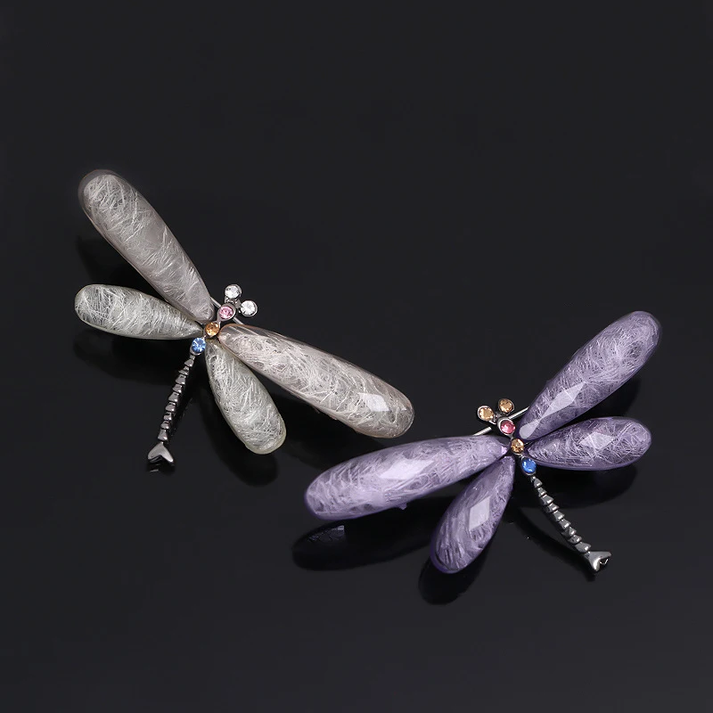 Crystal Vintage Dragonfly Brooches for Women Girls Dress Coat Accessories Cute Fashion Wedding Jewelry Gifts Large Insect Brooch