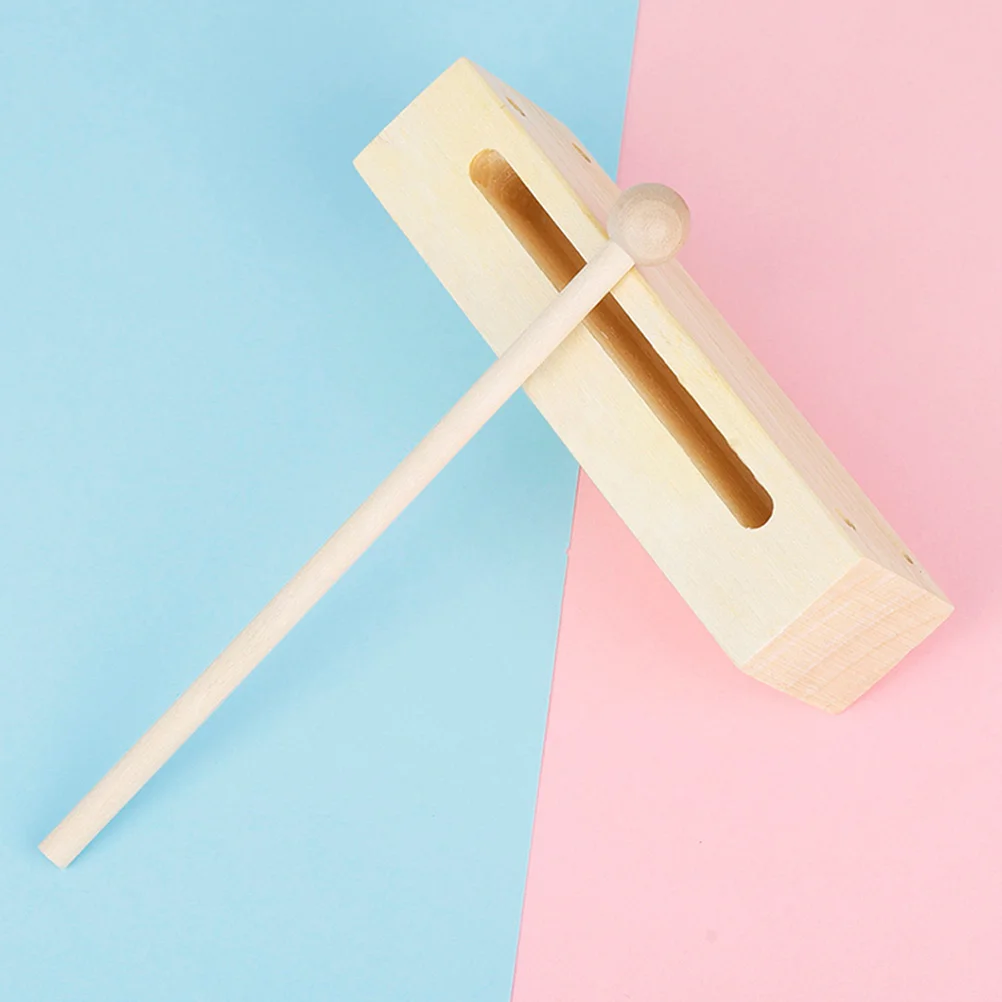 

2 set Double Tone Wood Block Instrument Beech Wood Percussion Tool with Mallet Musical Rhythm Education for Accessories