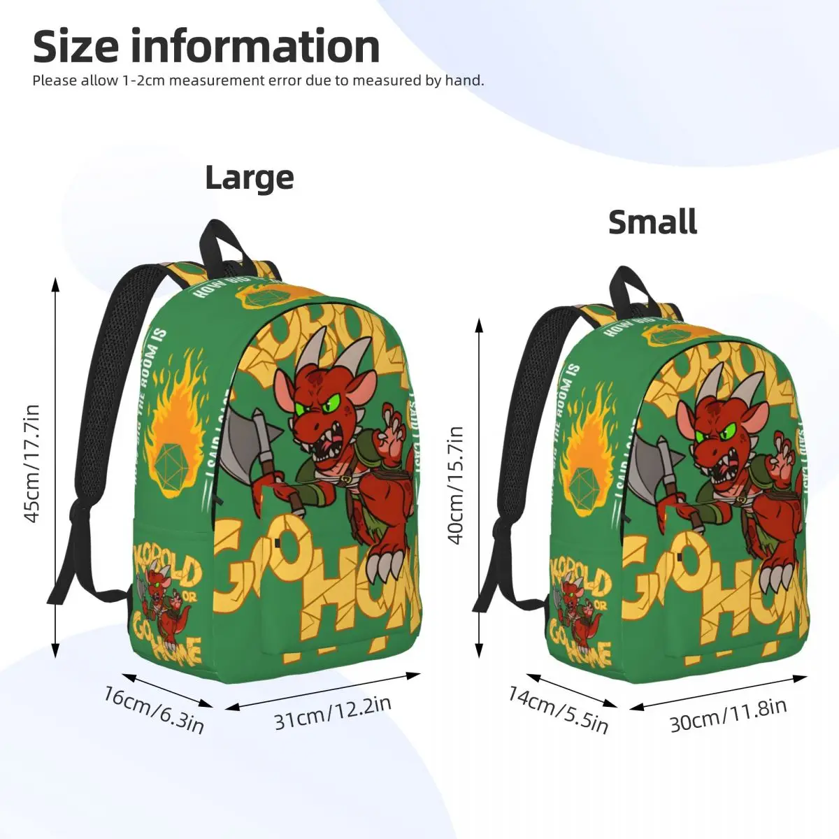 Kobold oder nach Hause gehen Rucksack D-Dungeons A-und D-Drachen Paar Dual-Use-Wander geschenk Rucksack mit großer Kapazität