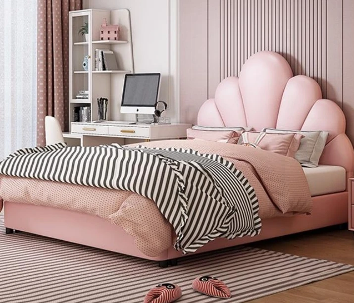 Cute Pink Mouse Shape Kids Bed Set Lovely Wood Headboard for Children's Bedroom Home Furniture Customized Hotels Villas Rooms