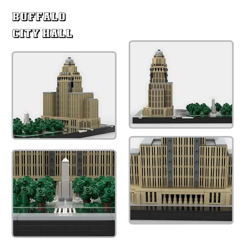 Architettura del punto di riferimento Buffalo City Hall Building Blocks modello Art Tower Assembly Technology mattoni Display Toy regalo per bambini