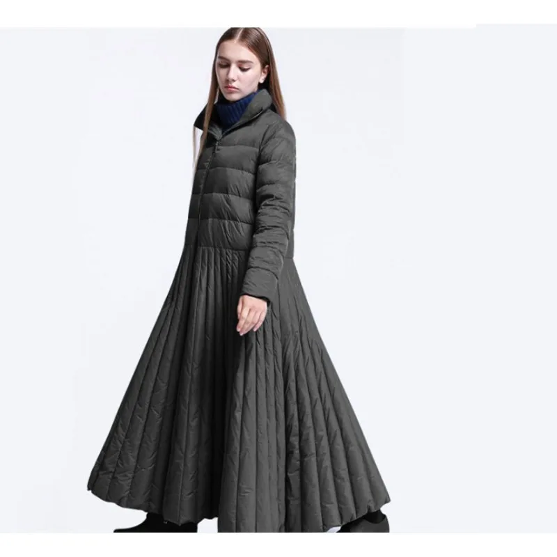 Women's Autumn Winter Skirt Down Jacket Long Size Plus Size Thick Warm Simple Comfortable Loose Casual Niche Versatile Skinny