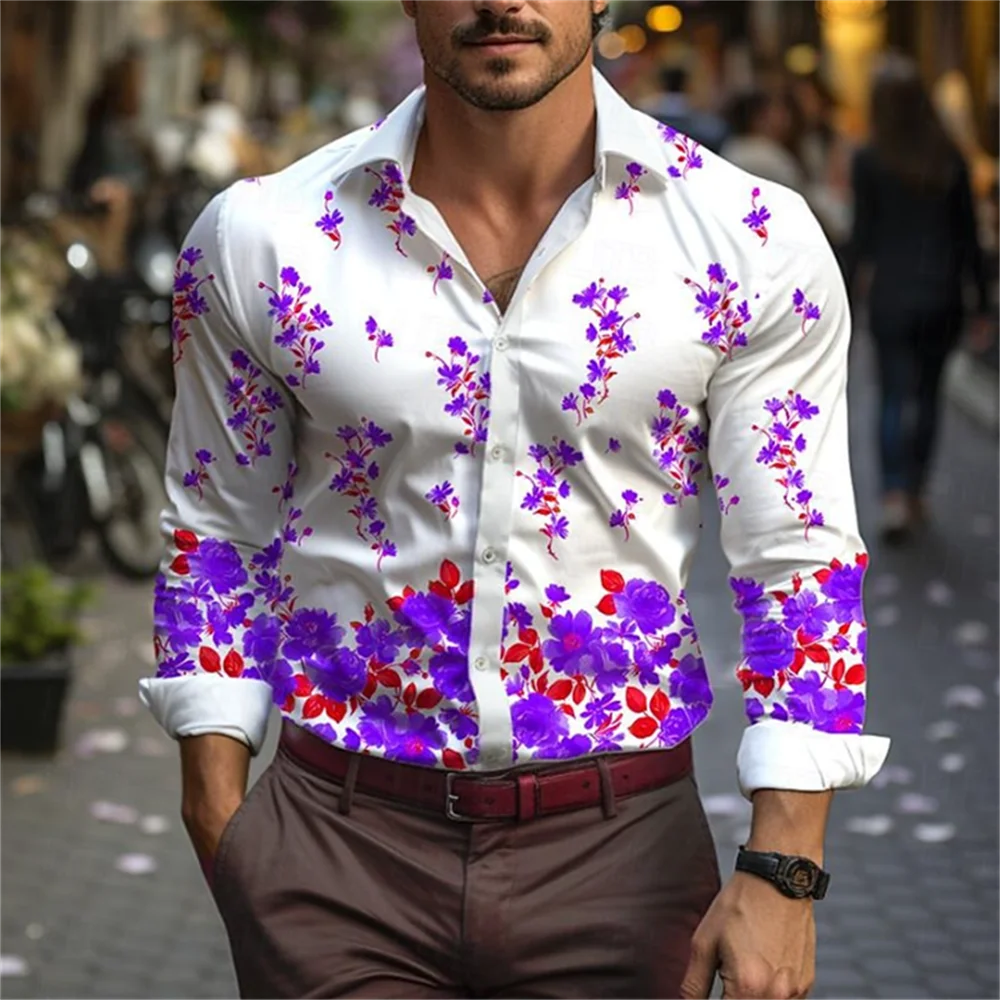 

Floral Casual Men's Shirts Outdoor Street Soft and Comfortable Daily Lapel Fall Shirts Oversized Shirts