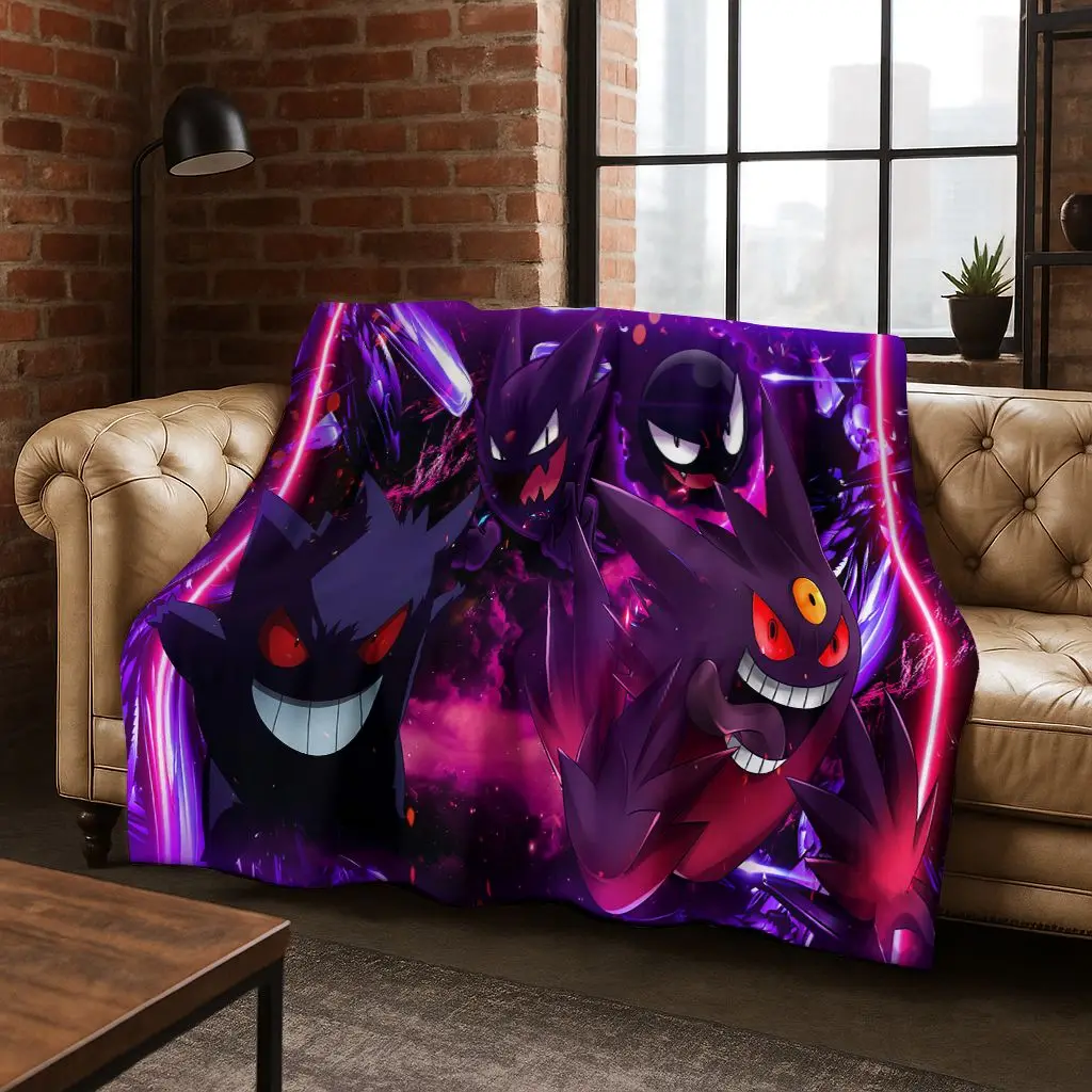 

26 Style Gengar Pokemon Cartoon Gift Flannel Blanket,Warm and Cozy Soft Throw Blanket for Home Bedroom Bed Sofa Picnic Cover Kid