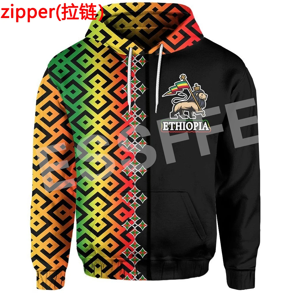 Africa Country Flag Lion Ethiopia Church Reggae Tribel Tattoo Streetwear Tracksuit 3DPrint Unisex Casual Funny Jacket Hoodies 21