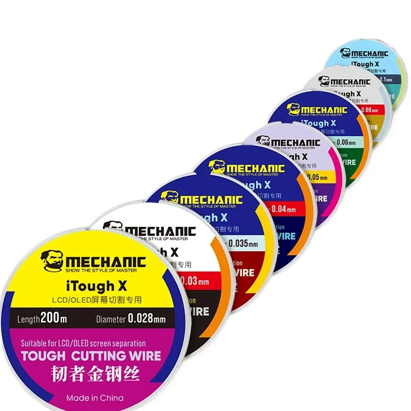MECHANIC ITough High Hardness Steel Wire | 0.028-0.1mm X 200m for LCD OLED Screen Cutting | Mobile Phone Display Separation Tool