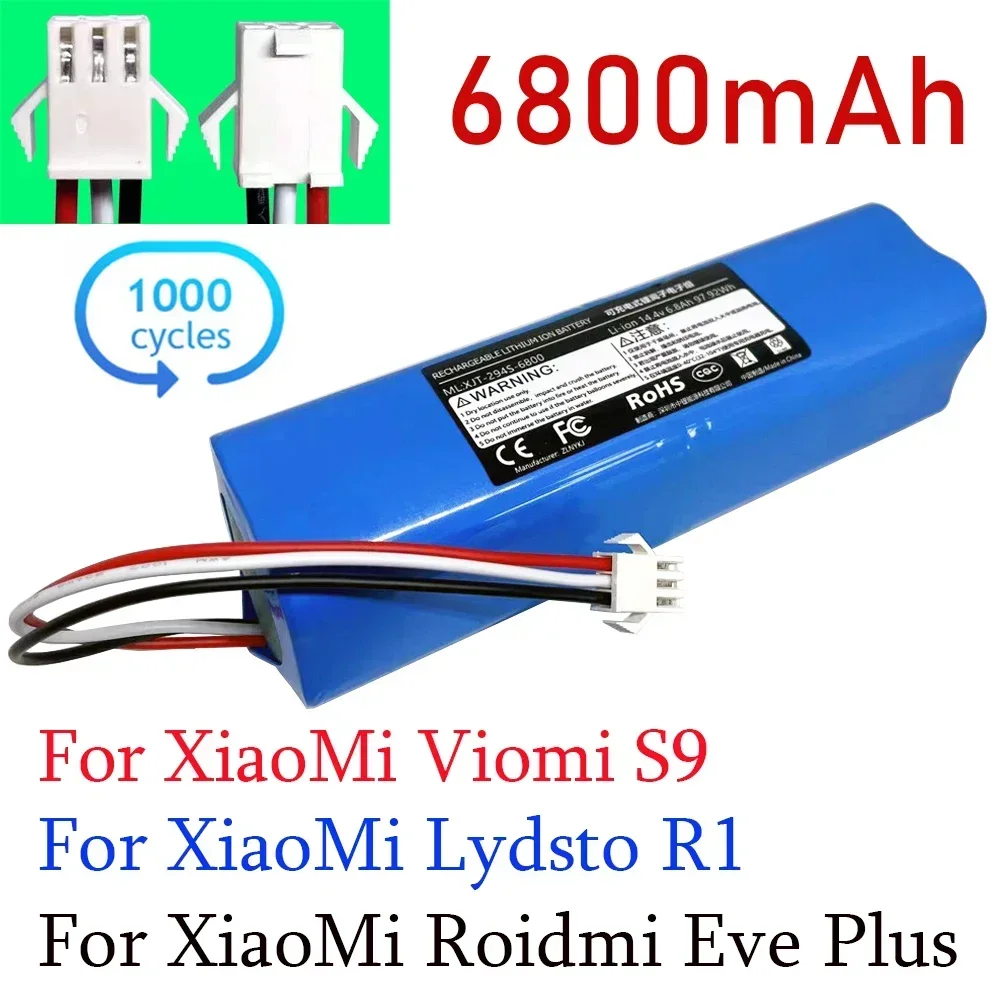 

100% New Original For XiaoMi Viomi S9 Lydsto R1 Roidmi Eve Plus Robot Vacuum Cleaner Battery Pack with Capacity 12800mAh