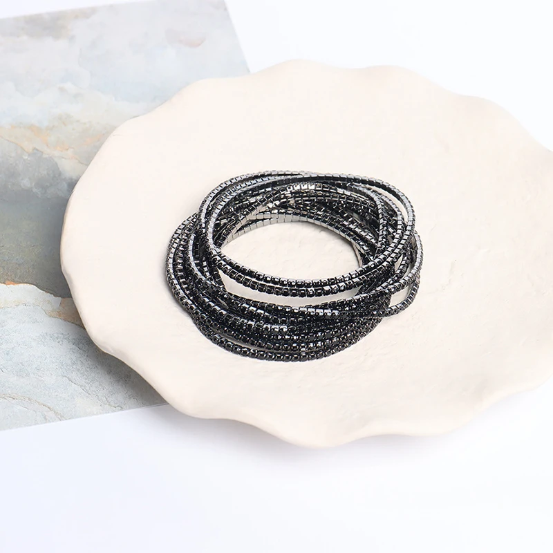 5 stücke Mode Kristall Strass Stretch-Armband Für Frauen Elastische Armband Hochzeit Armbänder Täglichen Weiblichen Schmuck Zubehör – Detail 12