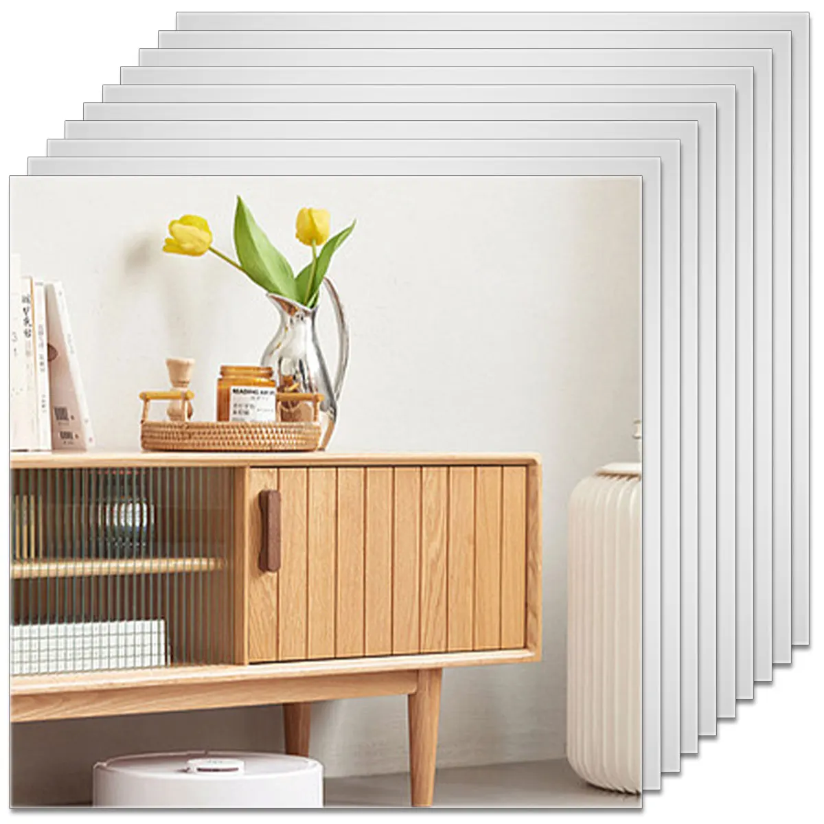 ذاتية اللصق مرنة ثلاثية الأبعاد مرآة ورقة ، غير الزجاج المرايا ، ملصقات الحائط القابلة للإزالة ، غرفة المنزل ، غرفة نوم ، 10 قطعة