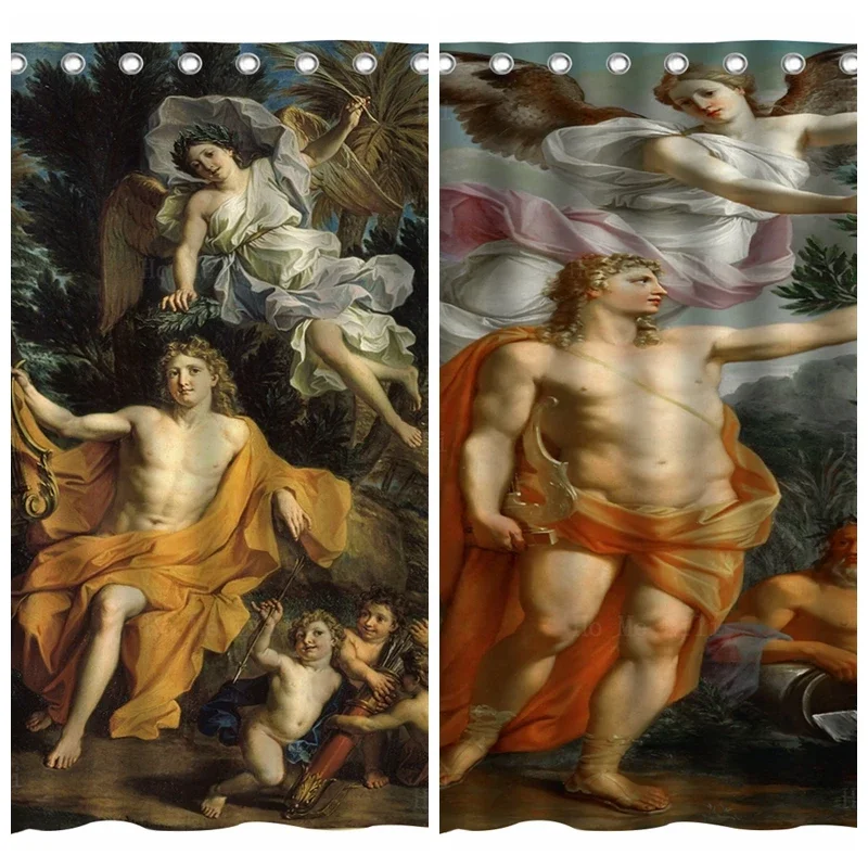 Medieval Greek Mythology Apollo Crowned After Having Slayed Python Shower Curtain By Ho Me Lili For Bathroom Decor With Hooks