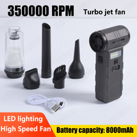 350000 RPM 100 Gears Portable Turbo Jet Fan Air Blower Electric Air Duster Type-C Charging Car Snow Blowing Cleaning BBQ Tools