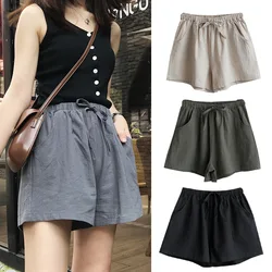 2022 neue frauen Shorts Heißer Sommer Casual Baumwolle Leinen Shorts Hohe Taille Kurzen Mode Frau Streetwear Kurze Hosen