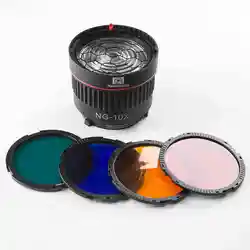 Nanguang NG-10X Studio Light Focus Mount Lens Adjust 10-40° 5X Fresnel Lens Focusing for Flash & LED Light with 4 Color Filters