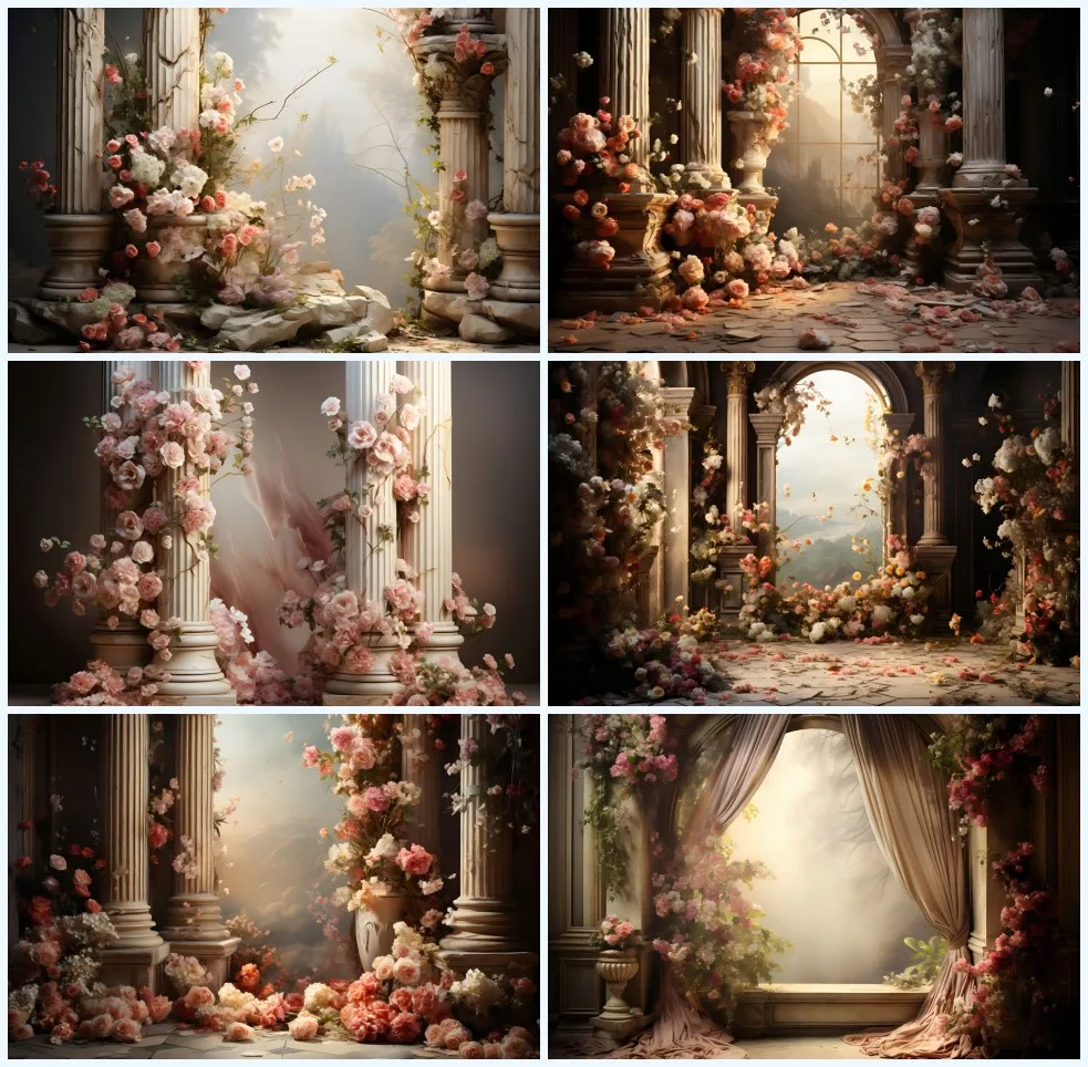 Mehofond Photography Background Spring Vintage Wall Floral Window Women Birthday Wedding Art Portrait Photo Backdrop Props