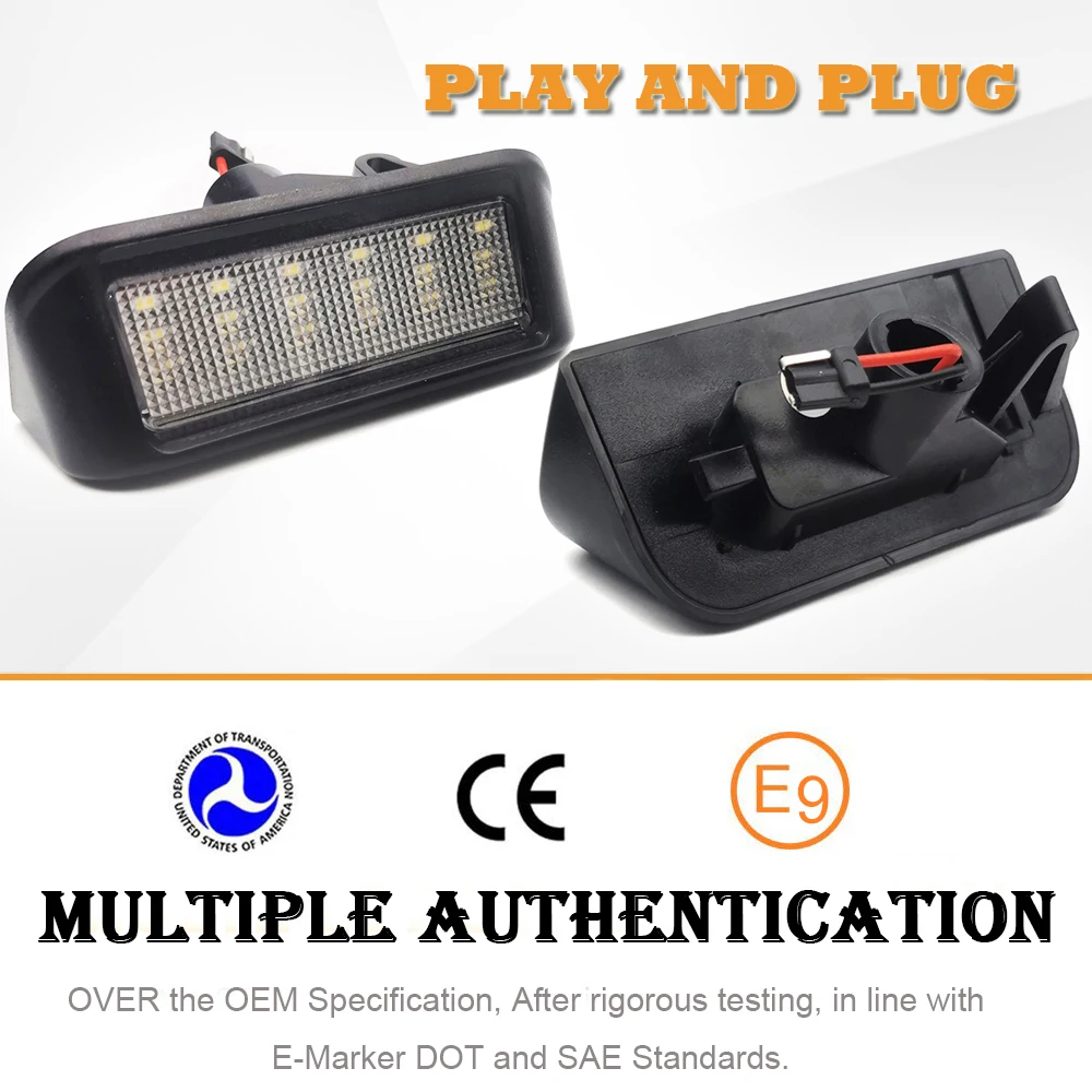 2pcs No Error LED License Number Plate Lights For Fiat Scudo Toyota Proace Verso Peugeot Ranch Rifter Traveller Partner Expert