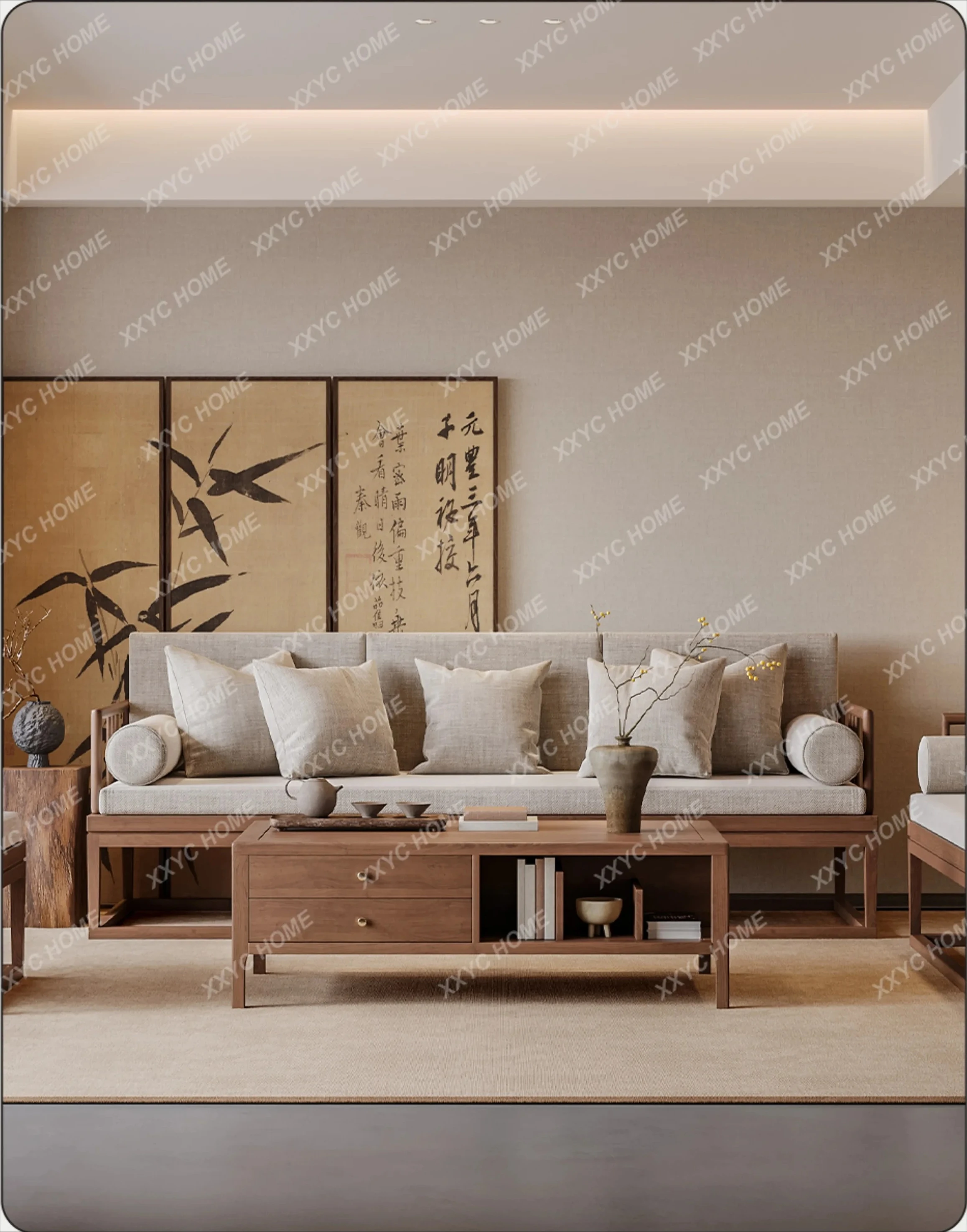 

Новый небольшой журнальный столик из цельного дерева в китайском стиле для гостиной, новая простая и высококачественная комбинация боковых диванов