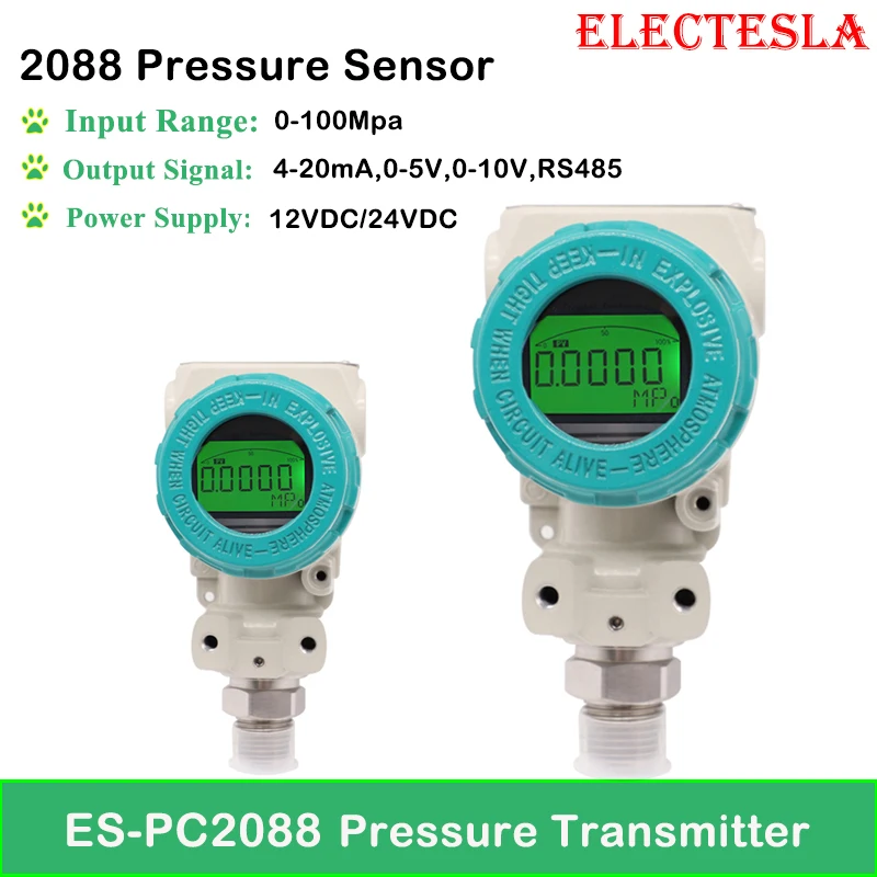 2088 LCD Display Pressure Transmitter 4-20mA RS485 Output Negative Pressure M20x1.5 Water Air Oil Liquid Pressure Sensors