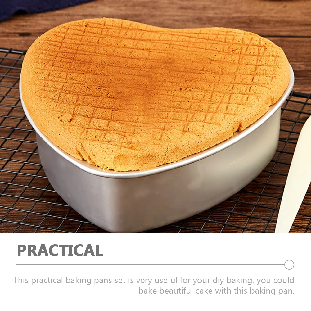 

2Pcs 6 Inch Heart Cake Mold Aluminum Alloy Nonstick Baking Pan Removable Bottom Thicken Plate for DIY Desserts
