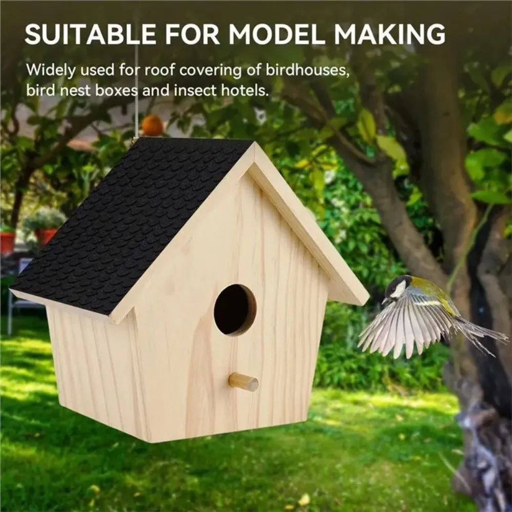 Roof Shingles for Nesting Box 32 pcs Black Felt Set Includes 30 Roof Tiles and 2 Peak Covers Self-Stick Non-Woven