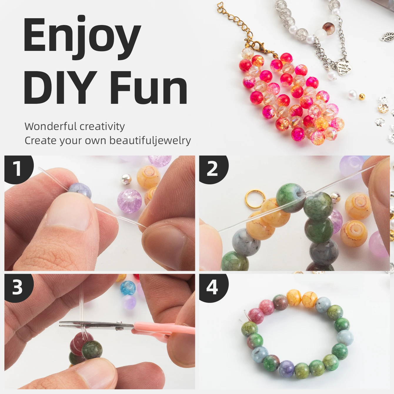 Glass Beads Bracelet Making Kits with 28 Colors