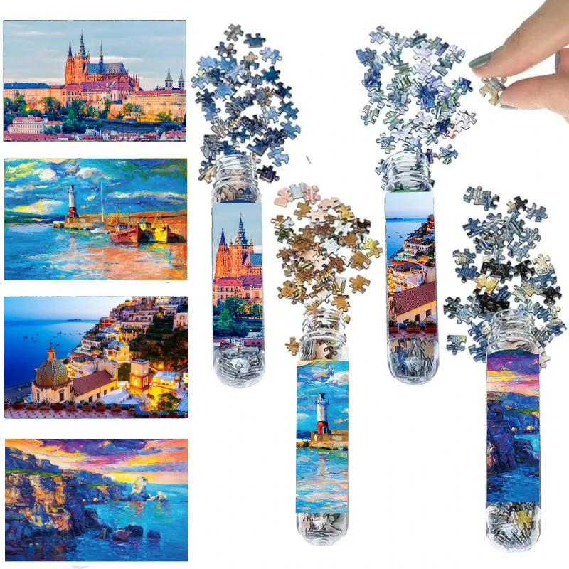 600pcs Mini Puzzles Adult Challenge 10 * 15cm Waterfront City Series Puzzles