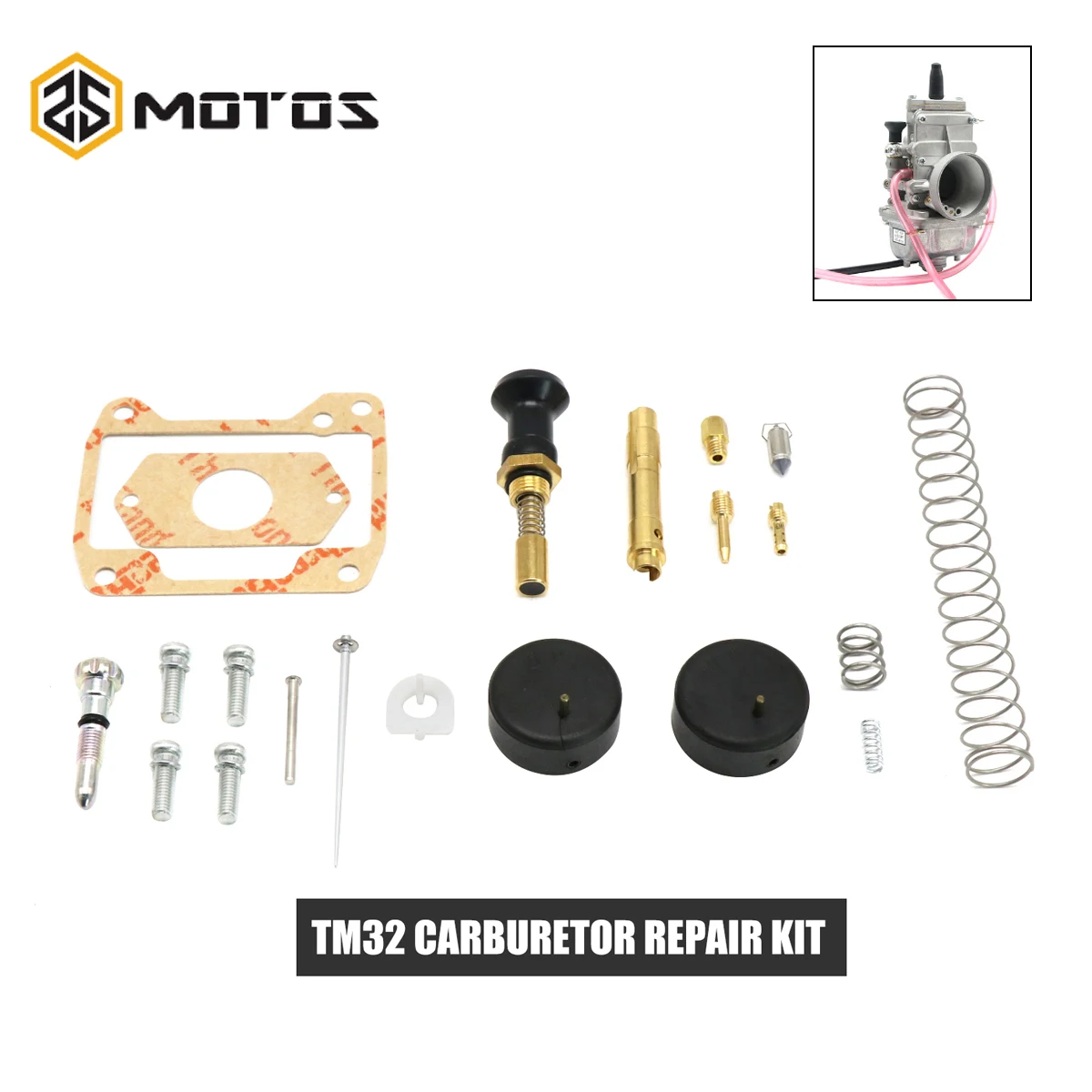 ZS MOTOS Motorcycle For Mikun TM32 Carburetor Repair Rebuild Kit Float Gasket Jets Spring Needle Starter Carburetor Repair Kit