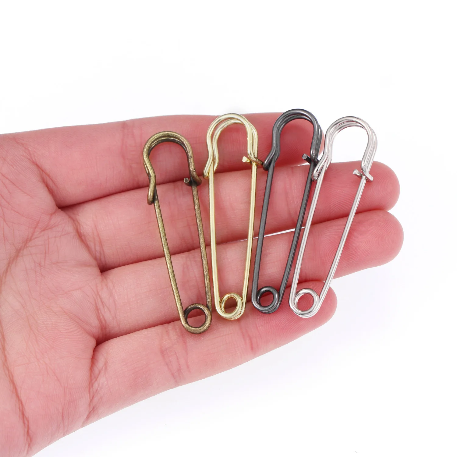 20Pcs 50mm Metal Safety Pins Silver/Gold/Black Large Safety Pin DIY Craft Sewing Tools Wedding Brooch Apparel Accessories