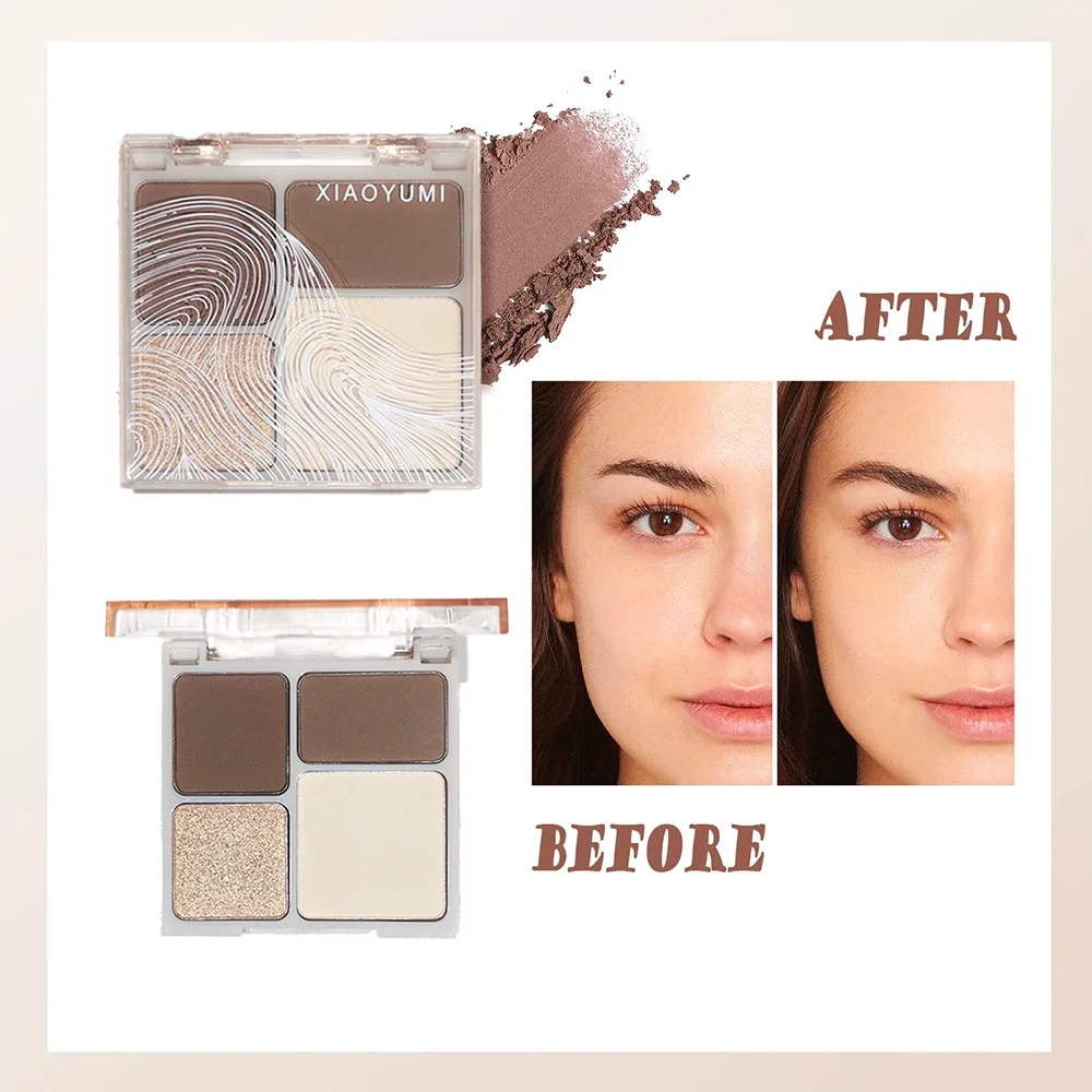 Highlight Contour Palette – 4-Color Glow & Conceal Multi-Look Makeup, Easy-Apply, Long-Lasting Waterproof for Xmas & Winter