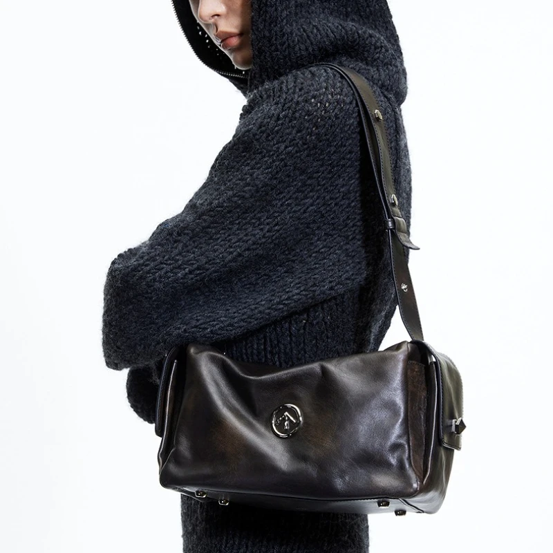 GROTTO 2025 New Toast Bag Single Shoulder Crossbody Small Soft Bag Lightweight Wide Shoulder Strap Soft Bag Texture