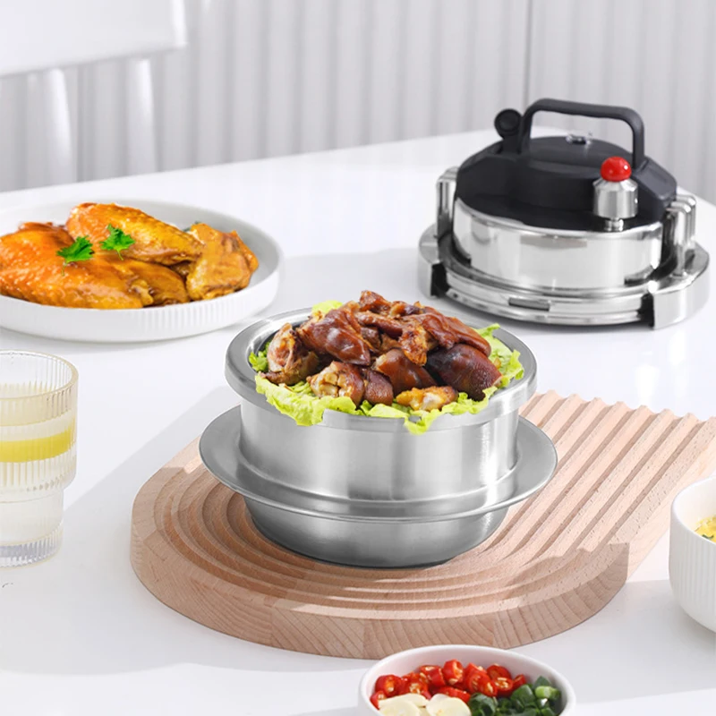 Fornello a induzione a Gas da 1,2 l/1,6 l Mini pentola a pressione universale in acciaio inossidabile zuppa e riso stufato multifunzionale per uso domestico