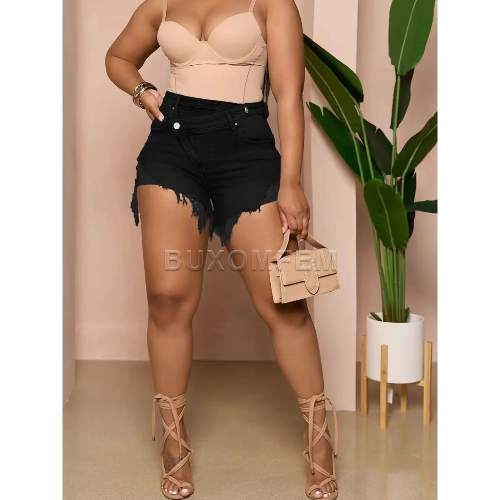 

Women's Split Denim Shorts Summer Beach Wild Fashion Jean Pantalones Sexy Mid Waist Slim Fit Casual Shorts Outwear 2025 Bottoms