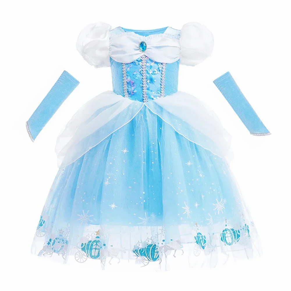 Girls Cinderella Cosplay Costume For Children Baby Girl Kids Halloween Birthday Party Dress Princess Costume