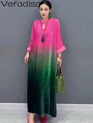 Vefadisa 2024 Spring Summer New Tie Dyed Colorful Dress Women Long Length Dress Elegant Ladies Large Size ZXF426B