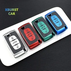 2/3Button TPU Leather Car Remote Key Case Cover Shell Fob for Peugeot 107 207 307 307S 308 407 607 for Citroen C2 C3 C4 C5 C6 C8