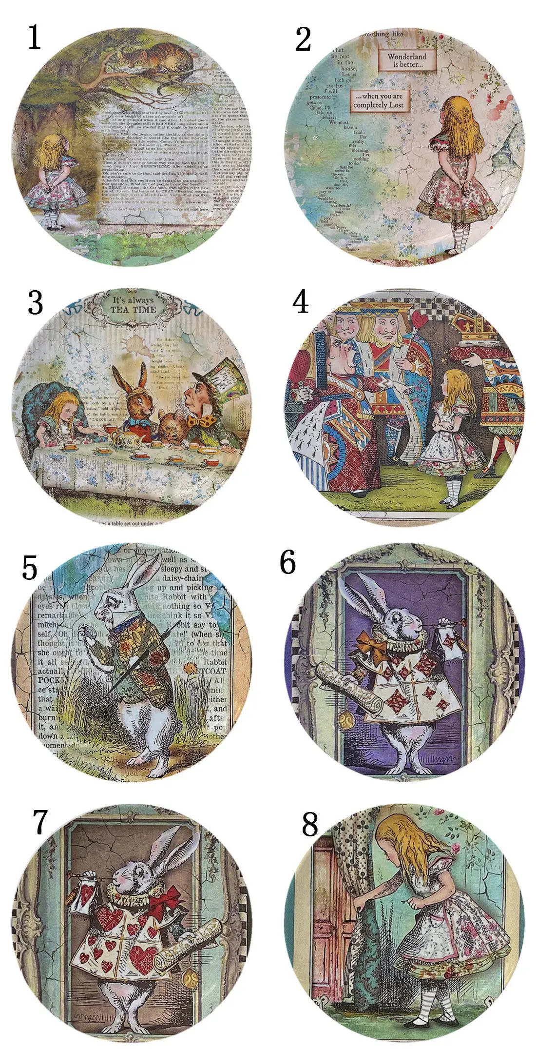 Alice in Wonderland Hand Painted Ceramic Decorative Plate Handmade Illustration Wall Hanging Artwork Home Decor Display Plate