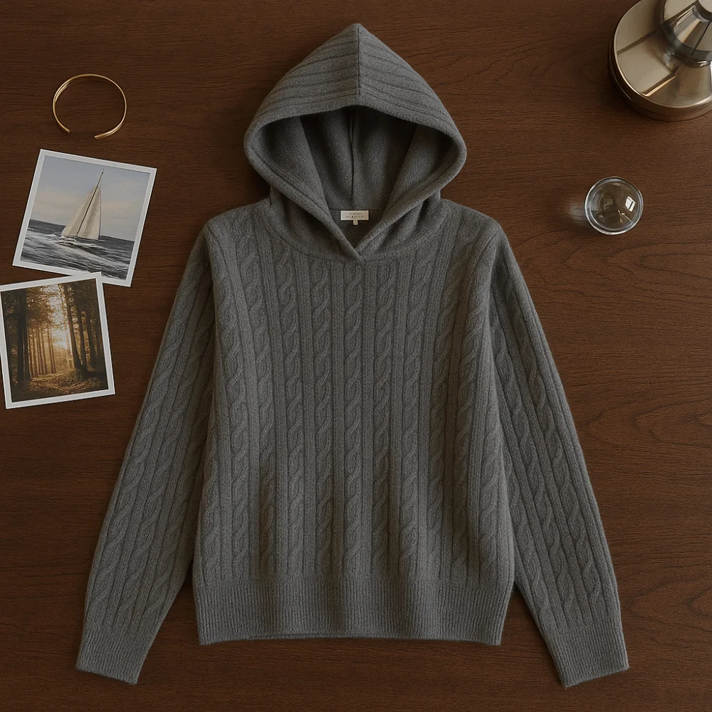 

Spring Autumn Long Sleeve Knitted Hoodies Pullover Loose Hooded Sweatshirts Simple Casual Hooded Knitted Sweater Women