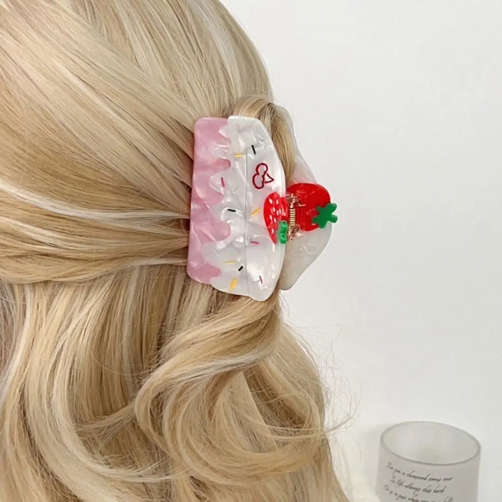 

Personalized Dessert Strawberry Cake Hair Grab Headwear Hairpin Cartoon Hair Claw Geometry Acetic Acid Shark Clip Streetwear