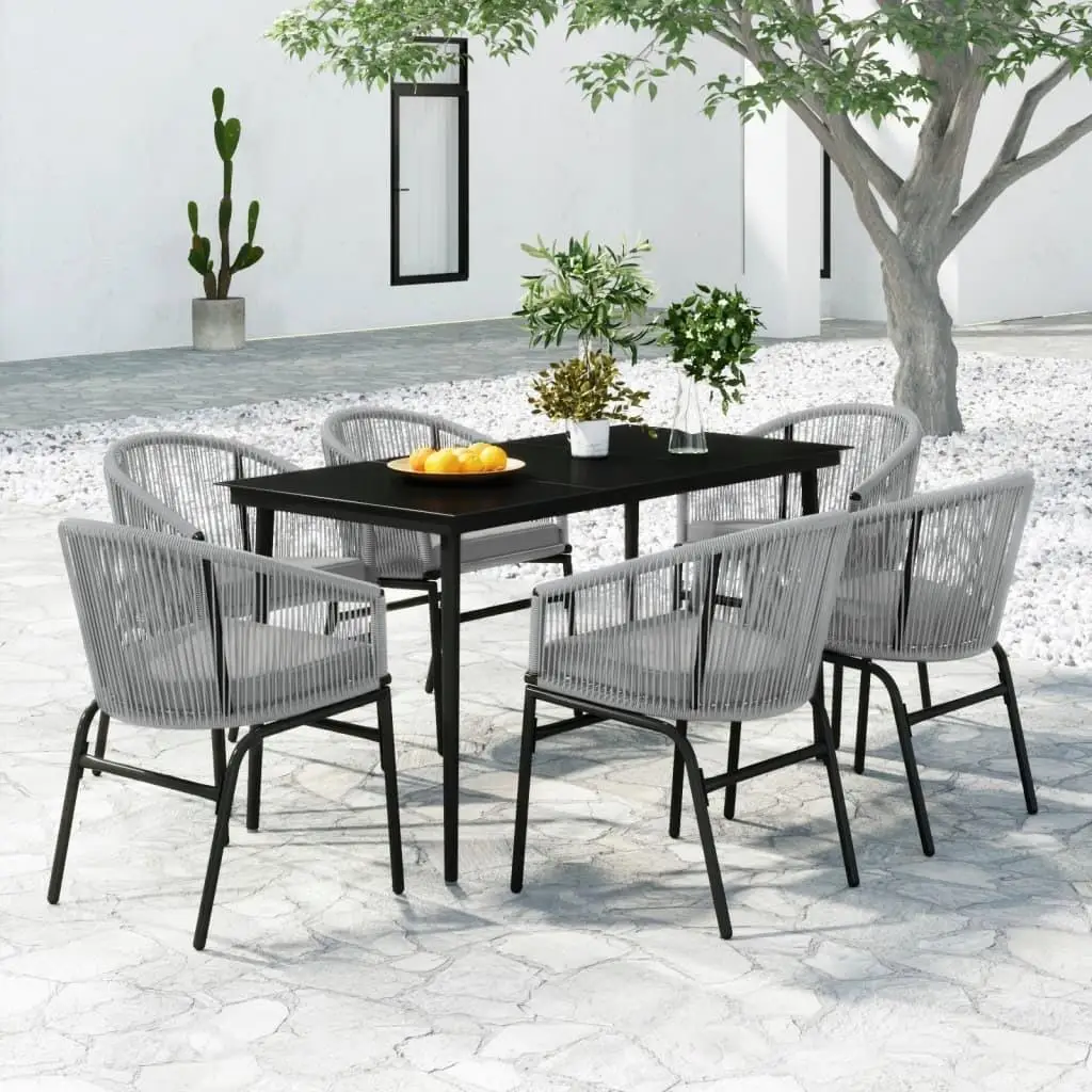 

Garden Dining Set Black Powder Coated Steel Large Seat