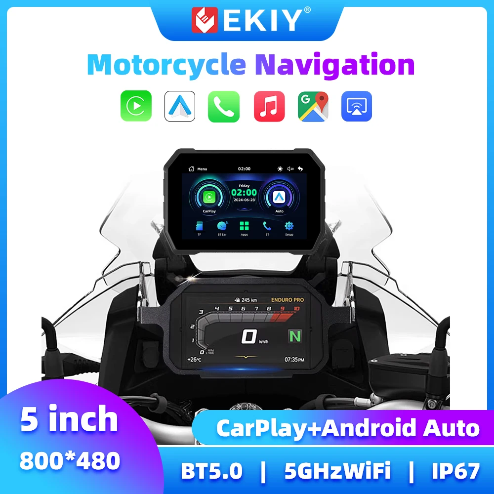 

EKIY 5-дюймовый мотоциклетный навигационный GPS Carplay монитор беспроводной Carplay Android автоматический дисплей мотоцикл GPS экран для мотоцикла