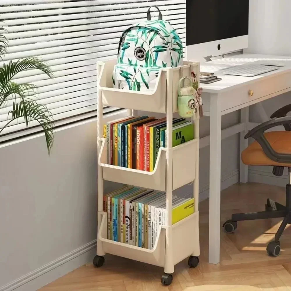 Trolley Bookshelf Movable Bookshelf Mobile Kitchen Storage Rack Multi-Layer Storages Shelve With Wheels Snack Cart Storage Rack image 4