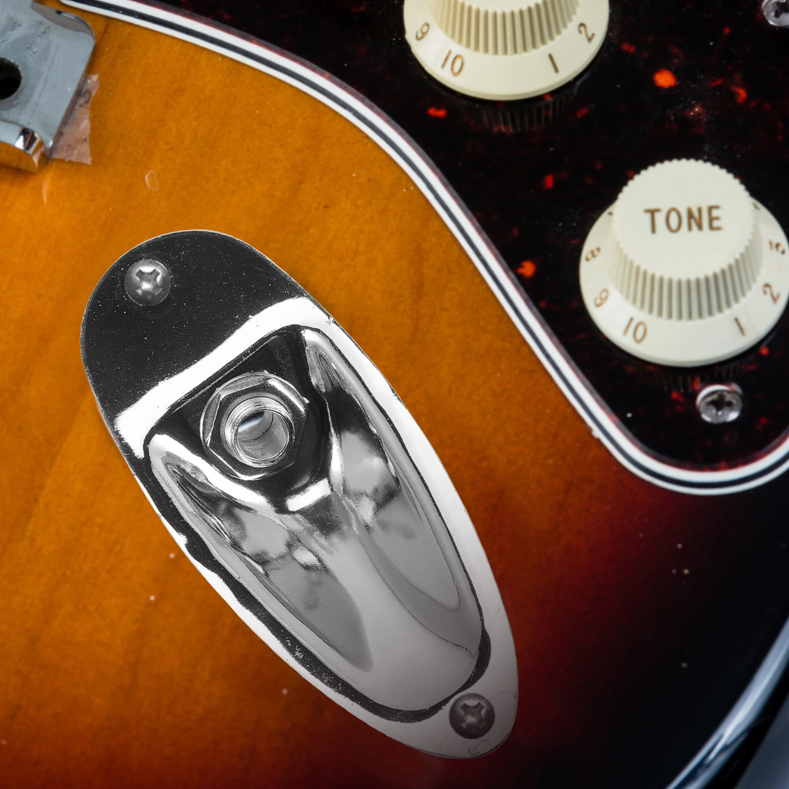 

Professional Guitar Jack Plate Replacement Electric Guitar Input Jack Socket with Screws Heavy Duty Metal Fitting for Amplified